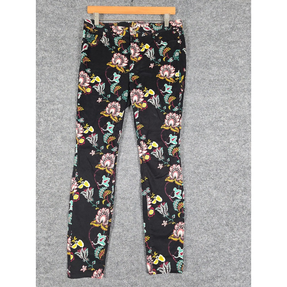 LOFT Outlet Black Floral Print High Rise Skinny Legging Pants Women's Size 8P‎